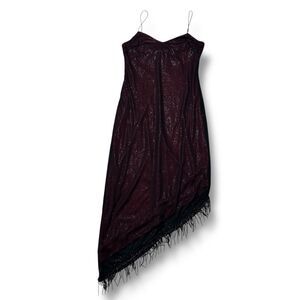 Rampage Vintage Beaded Fringe Slip Dress Flapper Style Size M